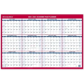 AT-A-GLANCE 2024-2025 Erasable Calendar, Dry Erase Wall Planner, 36" x 25", Large, Academic & Regular Year, Double Sided, Horizontal (PM200S2825)