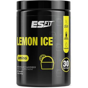 ES FiT Amino Powder - Pre and Post Workout with Electrolytes - BCAA 2:1:1 Ratio, Amino Acids, Superior Taste, Tested and Certified, Lemon Ice, 30 Servings