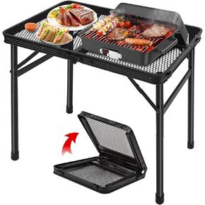 jkwokback Grill Table Camping Table Portable Folding Table Outdoor Picnic Table,Height Adjustable Collapsible Table with Mesh Desktop,Lightweight Metal Foldable Table for Camp BBQ Picnic RV