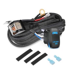 12V 40A Nylon Wiring Harness for LED Lights, 16.4ft Harness Kit with Rock Switch Relay Fuse for Truck UTV ATV Boat Off Road Jeep, 1 Lead