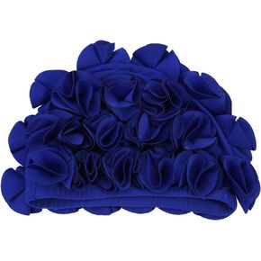 Women Children Swim Hat Retro Floral Flower Fashion Elastic Swimming Hat Long Hair Swim Bathing Hat (Blue)