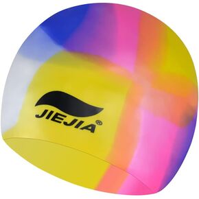 JIEJIA Silicone Swim Cap for Womens Men, Suitable for 99% Adults, Age 15 Above, Comfortable Type Swimming Caps