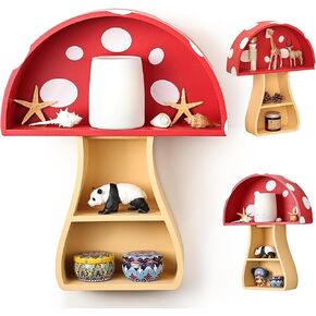 Fungi Fun Floating Mushroom Shelf: Whimsical Wall Decor for Nursery, Bedroom, Living Room, Kitchen & Bathroom, Cottage Core Room Decor, Perfect for Christmas Decor