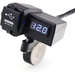 مقاوم للماء دراجة نارية 5 فولت 3.1A شاحن USB مزدوج والجهد عرض درجة الحرارة الفولتميتر لتركيب المقود 7/8 و1 بوصة