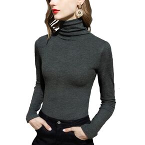 Slim Warm Fleece Elastic Turtle-Necked Pullover Women Top Winter Soft Shirt