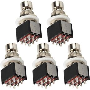 ESUPPORT 5Pcs Mini 3PDT 9Pin Momentary Foot Switch Guitar Effects Pedal Metal Stomp Box True Push Button 13mm X 17mm