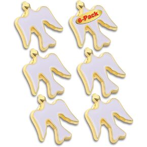 12/50/100Pack White Dove Gold Plated Enamel Lapel Pin-Holy Spirit/Peace/Memorial Gifts For Clothes Bags Hat