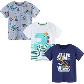 Toddler Boys Cotton T-Shirts Short Sleeve for Boy Summer Clothes Graphic 3 Pack Size 2-7T