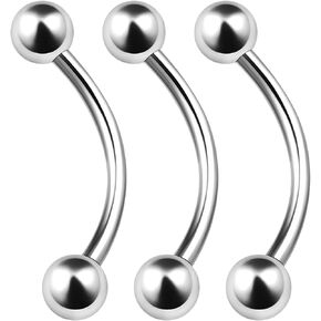 3PCS Stainless Steel Curved Barbell 16g 3mm Ball Rook Cartilage Tragus Daith Earrings Eyebrow Piercing Jewelry Choose Sizes