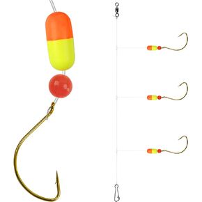 Pompano Rigs Surf Fishing Rigs Saltwater Triple Drop Pompano Rigs for Surf Fishing, Snell Floats Fishing Swivels Circle Hooks Pre-Rigged Fishing Rigs Tackle for Beach Offshore Surf Fishing 6/12pcs