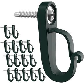 18 Pack Q Hanger Hooks, Christmas Light Clips Hooks Hangers, Safety Buckle Screw Hooks for Hanging Outdoor Indoor String Lights Decorations New Year Party, Green