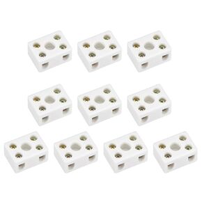 uxcell 2 Way Ceramics Terminal Blocks Porcelain Ceramic Connectors for Electrical Wire Cable 10pcs
