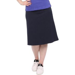 Kosher Casual Women's Modest A-Line French Terry Cotton Spandex Knee Length Sports Skirt