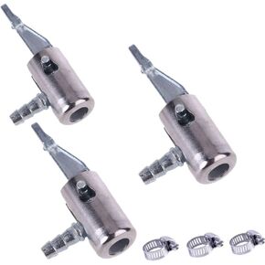 YehVeh 3 Pack 1/4" Locking on Air Chuck Compressor Tire Inflator Adapter Tyre Quick Lock Connect Wheel Valve Hose End Repair with Barb Clip Clamp Connector Pump Thread Nozzle for Bike Car Auto