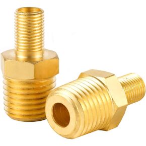 2pcs Air Inflator Adapter, 1/4in NPT (M) to Standard Schrader Valve (M) Air Pump Valve Adapter Brass Tire Inflator Connector for Air Hose, Air Chuck, Air Compressor Tank