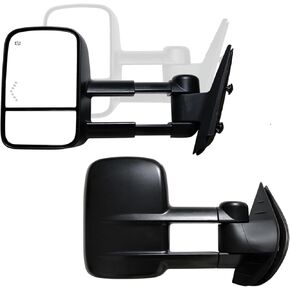 Towing Mirrors Compatible with 2007-2014 Chevy Silverado 1500 2500 3500 Suburban GMC Sierra Yukon with Power Heated Arrow Signal Light Black Side Mirrors Set