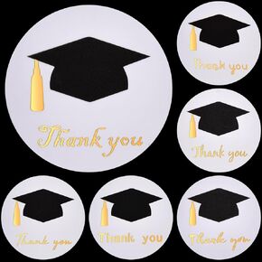 Dianelhall 600 Pieces Graduation Thank You Labels Stickers Class of 2024 Foil Graduation Stickers Round Adhesive Holographic Stickers Envelope Seal Classroom Decoration Labels for Graduation Party