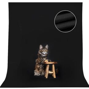 5x7ft Black Backdrop Background for Photography, Solid Black High Density Polyester Fabric Black Photo Backdrop Curtain for Portrait Photoshoot, Party and Video