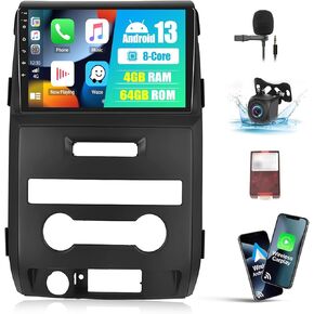 راديو ستيريو للسيارة 4G+64G 8 Core لسيارة Ford F150 F-150 2009 2010 2011 2012 مع Apple Carplay اللاسلكي Android Auto 9 بوصة IPS شاشة تعمل باللمس Android 13 راديو مع ملاحة GPS بلوتوث DSP FM كاميرا احتياطية in Kuwait