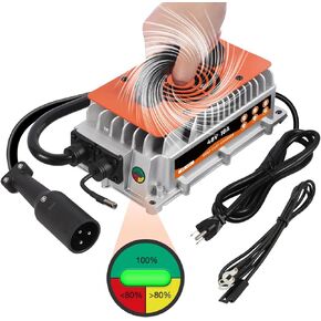 48V 18A Golf Cart Battery Charger for Club Car, 18 AMP 48 Volt Smart Golf Cart Battery Trickle Charging Round 3 Pin Plug for Club Car 1995 Up (with OBC) Waterproof IP67, with 7 Protection System