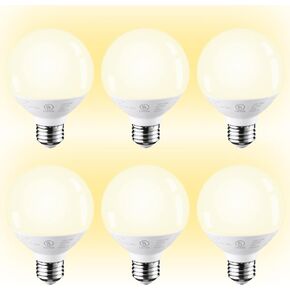 TORCHSTAR G25 LED Globe Bulb, for Bathroom Vanity or Mirror, 40W Equivalent 6W, Dimmable 450 LM Globe LED Light Bulbs, 5000K Daylight, E26 Base, UL & Energy Star Listed, Pack of 6
