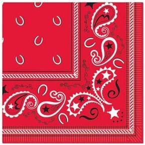 Red Bandana Luncheon Napkins 16 Count Pack of 3