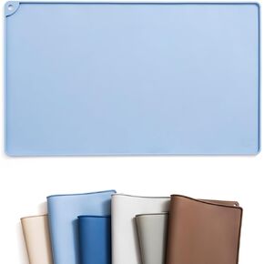 WePet Dog Feeding Mat, Non-Slip Waterproof Silicon Pet Feeding Mat, Dishwasher Safe, Stop Food Spills and Water Bowl Messes, for Dogs, Cats, 20 x 12 Inch, Frost Blue Solid