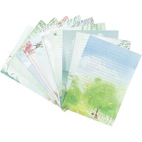 50 Lined Writing Stationery Paper - Beautiful Design Writing Letter Paper Set, 10 Different Style