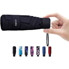 Allfourior Small Mini Travel Umbrella Compact Lightweight Portable Parasol Outdoor Sun&Rain Umbrellas