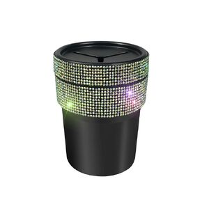 idain Bling Bling Rhinestone Car Garbage Can Mini Car Trash Can Multi-Function Coin Card Holder Organizer Fit fot Most Car Cup Holder (White)