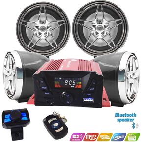 12V Motorcycle Waterproof FM USB 4 Channel 3 Inch UTV ATV Golf Car CartBluetooth Player Speaker FM Radio Stereo WRemote Control