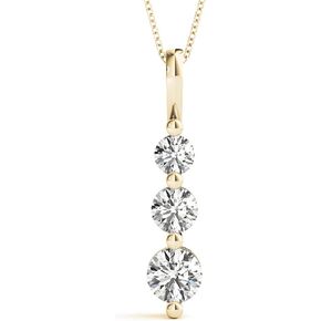 1-5 Carat Classic Snowman 3 Stone LAB-GROWN Diamond Pendant Necklace Basic Collection (D-E Color VS1-VS2 Clarity)