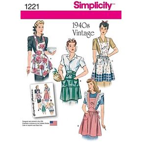 Simplicity Ladies Easy Sewing Pattern 1221 1940s Vintage Style Aprons