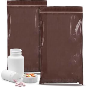 APQ Amber Zip Bags for Packaging, 8 x 14 Inch. 100 Pack UV Resistant Reclosable Poly Bags. 3 Mil Reclosable Plastic Bags with Zipper Closure. Waterproof Reclosable Zipper Bag. Plastic Zip Baggies