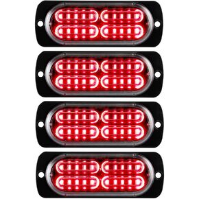 Teguangmei 12-24V 20-LED Super Bright Emergency Strobe Warning Caution Hazard Construction Waterproof Flashing Strobe LED Light Bar Surface Mount for Car Truck SUV Van (Red)