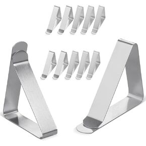 Tablecloth Clips [USA Based Brand] - 12 Pack Stainless Steel, Rust Proof Table Clips for Home, Restaurants, Picnic, Party, Dining Tables - Fits Up to 1.8 Inch Thick Tables