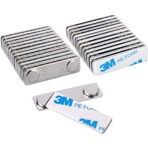 Magreen Strong Magnetic Name Badge Holders with Steel Back Plate, 24 Pack Name Tags/ID Badge Magnets, Fastener with Adhesive on Front Plate,Strength Neodymium Magnets
