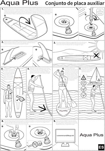 مجداف Aqua Plus 3 قطع للوحة التجديف SUP (أسود، 65-82 بوصة) in Kuwait