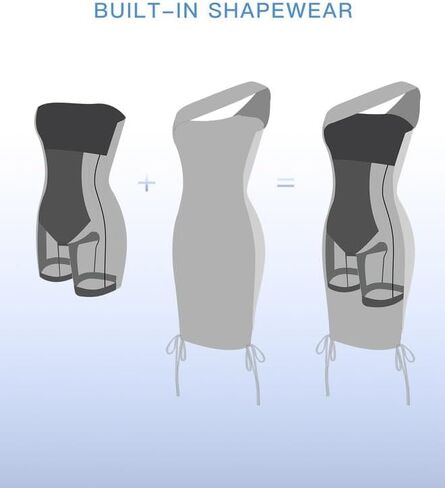 Popilush The Shapewear Dress BlueTag Collection - One Shoulder Ruched Dress with Drawstring Summer Dress in Saudi Arabia