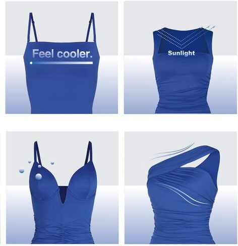 Popilush The Shapewear Dress BlueTag Collection - One Shoulder Ruched Dress with Drawstring Summer Dress in Saudi Arabia