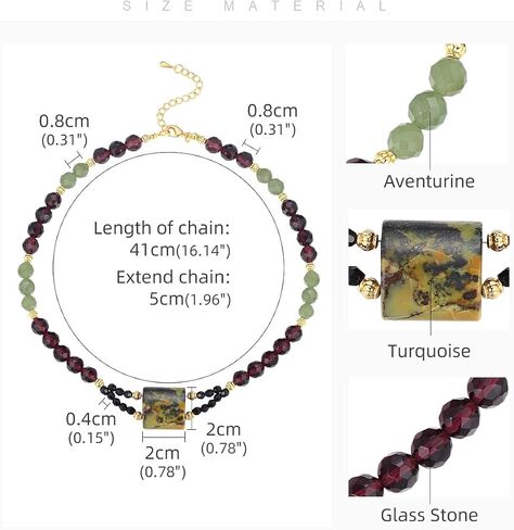 7TO U Healing Crystal Stone Gemstone Beaded Necklace,Handmade Birthstone Quartz Jewelry for Women Girls in Saudi Arabia
