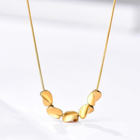 Twisted Five-bead Sliding Necklace Geometric Shape Necklace Titanium Steel Material Twisted Short Bead Series Necklace Gift For Women Girls Mothers and Friends Suitable for Daily Matching in Saudi Arabia