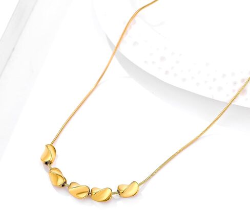 Twisted Five-bead Sliding Necklace Geometric Shape Necklace Titanium Steel Material Twisted Short Bead Series Necklace Gift For Women Girls Mothers and Friends Suitable for Daily Matching in Saudi Arabia
