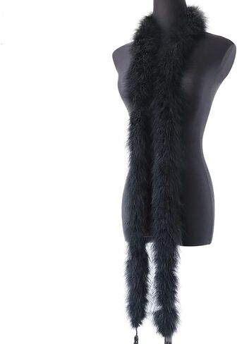 WENCELYL 2 Yards Marabou Feather Boa Trim for Crafts Decortive Christmas Tree Accessory Halloween Carnival Party (Black) in Saudi Arabia