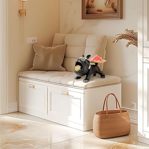 Resin French Bulldog Tray Statue for Home Decor Storage Key Candy Holder Bowl Tray Modern Art Frenchie Animal Sculpture Decor For Dinning Room Entryway Table Office Desk,Black in Saudi Arabia