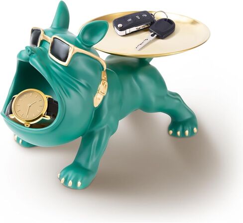 Resin French Bulldog Tray Statue for Home Decor Storage Key Candy Holder Bowl Tray Modern Art Frenchie Animal Sculpture Decor For Dinning Room Entryway Table Office Desk,Black in Saudi Arabia