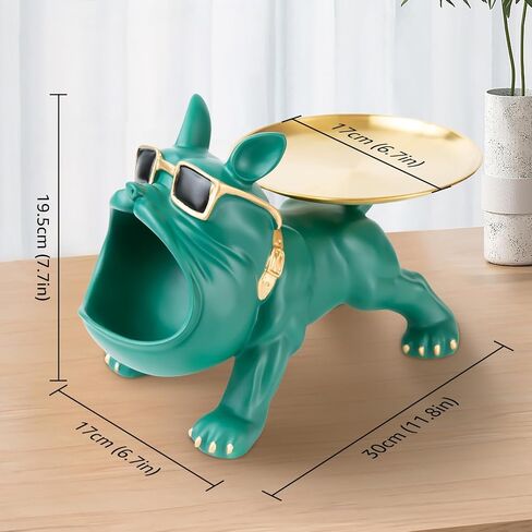 Resin French Bulldog Tray Statue for Home Decor Storage Key Candy Holder Bowl Tray Modern Art Frenchie Animal Sculpture Decor For Dinning Room Entryway Table Office Desk,Black in Saudi Arabia