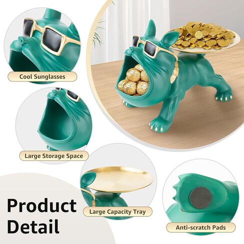 Resin French Bulldog Tray Statue for Home Decor Storage Key Candy Holder Bowl Tray Modern Art Frenchie Animal Sculpture Decor For Dinning Room Entryway Table Office Desk,Black in Saudi Arabia