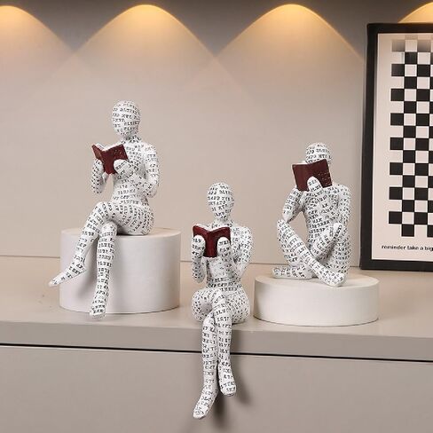 Modern Home Decor Reading Women Figurine Bookshelf Sculpture Thinker Abstract Statue Decorations for Living Room Office Bedroom Decor, Gifts for Women Valentine's Day in Saudi Arabia