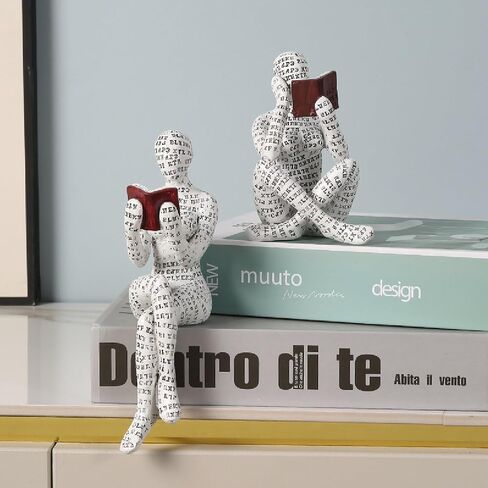 Modern Home Decor Reading Women Figurine Bookshelf Sculpture Thinker Abstract Statue Decorations for Living Room Office Bedroom Decor, Gifts for Women Valentine's Day in Saudi Arabia